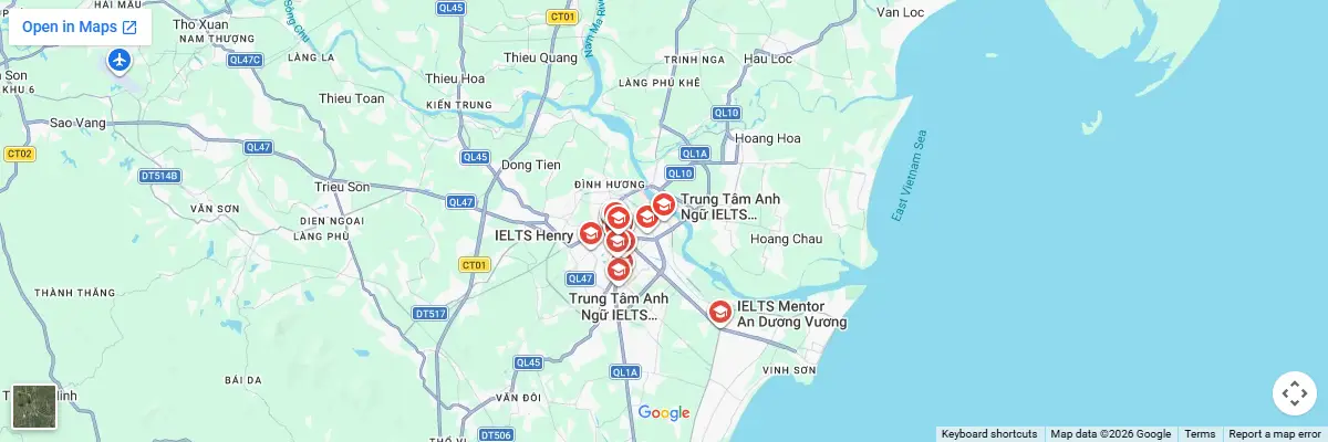 Map of IELTS test centres in Thanh Hoa