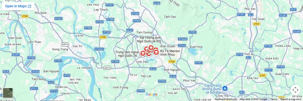 Map of IELTS test centres in Vinh Phuc