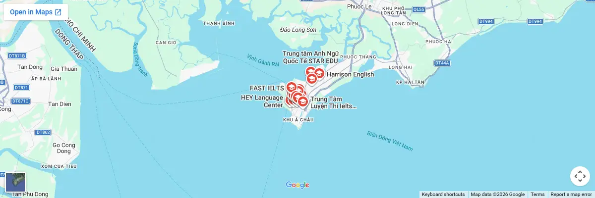 Map of IELTS test centres in Vung Tau